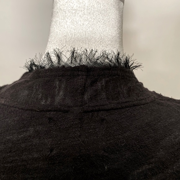 Anthropologie Deletta Gauzy V-Neck Top with Distressed Edging in Black Size S - Picture 5 of 6